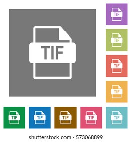 TIF file format flat icons on simple color square backgrounds