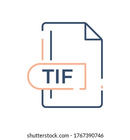 TIF File Format Icon. TIF extension line icon.