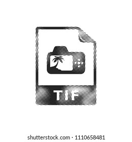 TIF file format icon in halftone style. Black and white monochrome vector illustration.