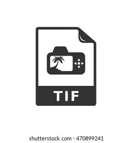 TIF file format icon in single color. Image photo camera file computer data tagged
