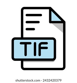 Tif File Format Icon. type file Editable Bold Outline With Color Fill Design icon. Vector Illustration.