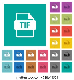 TIF file format multi colored flat icons on plain square backgrounds. Included white and darker icon variations for hover or active effects.