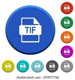 TIF file format round color beveled buttons with smooth surfaces and flat white icons
