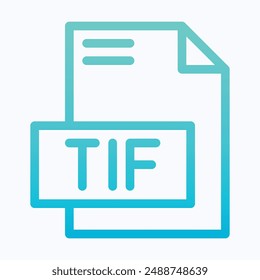 TIF File Format Vector Icon, Isolated Lineal Gradient Vector Icon.