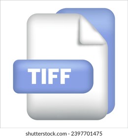 TIFF file format icon. TIFF file format 3d render icon with transparent background. TIFF file format document color icon vector