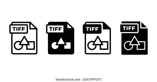 tiff file format icon symbol sign vector design black white color simple flat illustration collection isolated