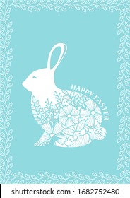 Tiffany blue Easter card with floral and bunny.