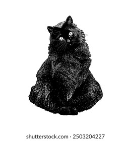 Vector de dibujo a mano de gato Tiffany aislado sobre fondo blanco.