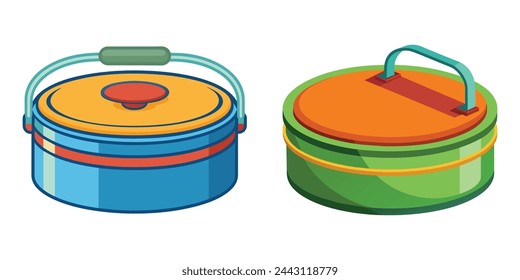 
Tiffin box collection set isolated flat vector illustration on white background