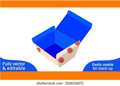 Tiffin box or paper Lunch box, food box dieline tamplate and 3D box design