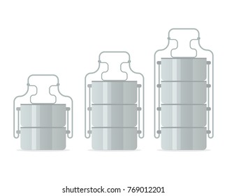 Tiffin food carrier icon set. Clipart image isolated on white background