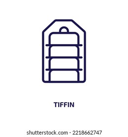 tiffin icon from food collection. Thin linear tiffin, container, package outline icon isolated on white background. Line vector tiffin sign, symbol for web and mobile