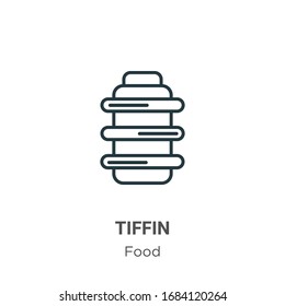 Tiffin outline vector icon. Thin line black tiffin icon, flat vector simple element illustration from editable food concept isolated stroke on white background