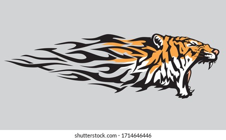 Tiger Abstract Flame, Illustration in Color