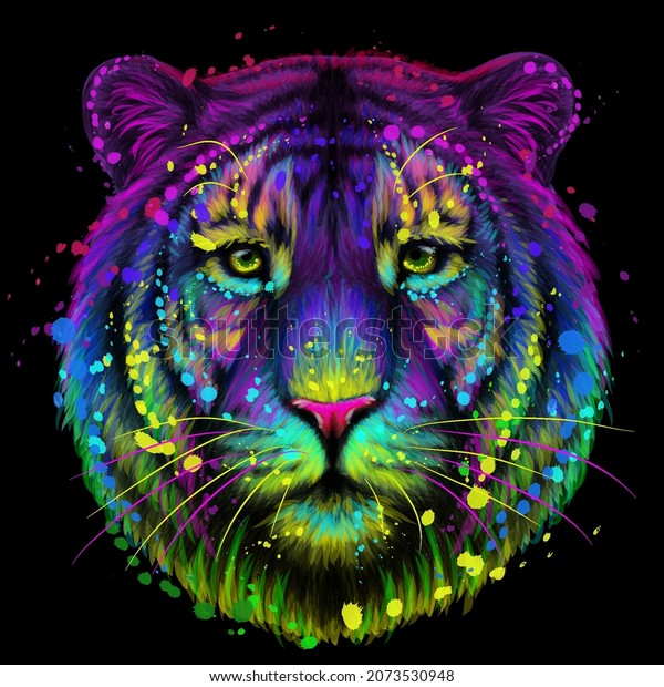 Tiger Abstract Multicolored Neon Portrait Tiger Stock Vector (Royalty ...