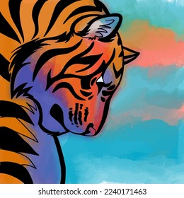 Un tigre contra la puesta de sol