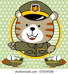 tiger is a air force soldier vector cartoon illustration