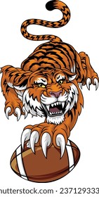 A tiger American football sports team cartoon animal mascot