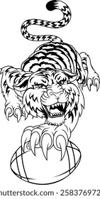 A tiger American football sports team cartoon animal mascot