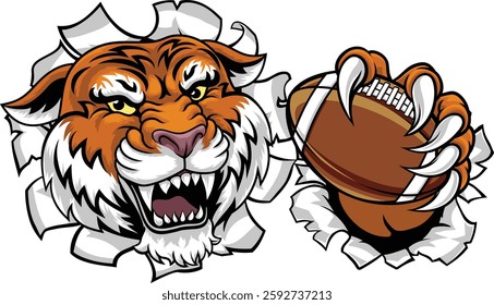 A tiger American football sports team cartoon animal mascot