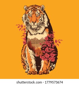 Tiger Amur Stand Vector Design Tshirt