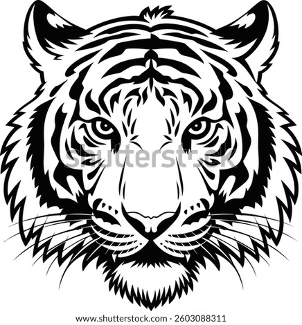 Tiger anger face illustration evoking a sense of awe and respect for the untamed world.