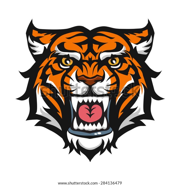 Tiger Anger Head Vector Illustration Stock Vector (Royalty Free) 284136479