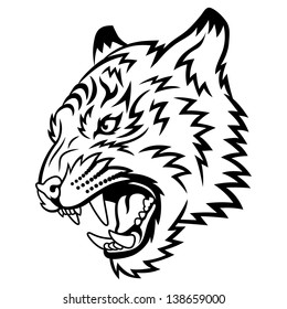 Tiger anger. This is vector illustration ideal for a mascot and tattoo or T-shirt graphic.