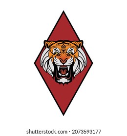 Tiger anger. Vector illustration of a tiger head on a white background