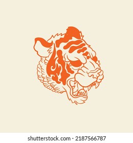 Tiger anger. Vector illustration of a tiger head.