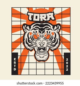 Tiger anger. Vector illustration of a tiger head.	
