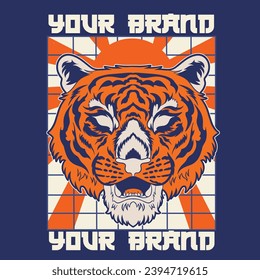 Tiger anger. Vector illustration of a tiger head.	

