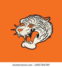 Tiger anger. Vector illustration of a tiger head.	