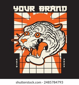 Tiger anger. Vector illustration of a tiger head.	