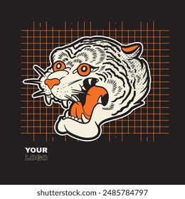 Tiger anger. Vector illustration of a tiger head.	
