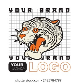 Tiger anger. Vector illustration of a tiger head.	