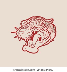 Tiger anger. Vector illustration of a tiger head.	