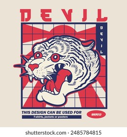 Tiger anger. Vector illustration of a tiger head.	