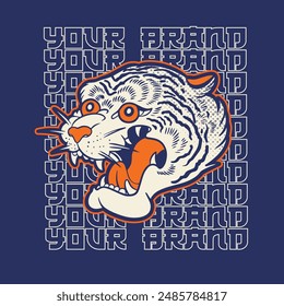Tiger anger. Vector illustration of a tiger head.	