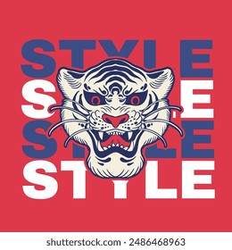 Tiger anger. Vector illustration of a tiger head.	
