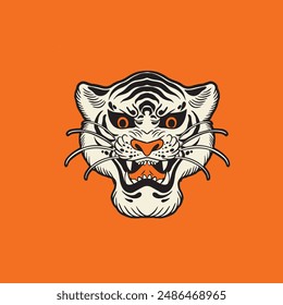 Tiger anger. Vector illustration of a tiger head.	
