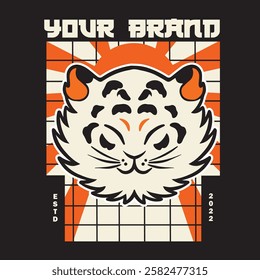 Tiger anger. Vector illustration of a tiger head.	
