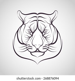 Tiger anger. Vector illustration of a tiger head.