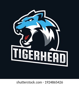 Tiger angry e-sport logo design template illustration