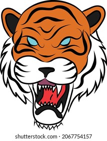 Tiger angry face color vector art