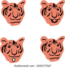 Tiger with angry face and laughing face