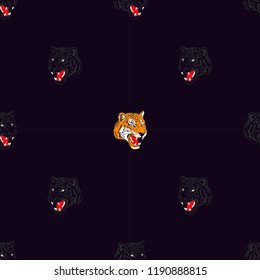 Tiger angry face Pattern, illustration design