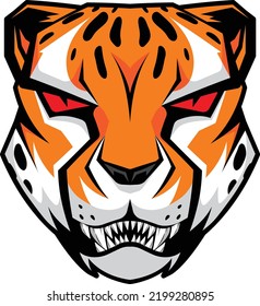 Tiger angry face red eye 
