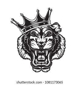Tiger angry face tattoo. Vector illustration of big tiger head. Tiger angry logo. Safari wild animal. Safari tattoo sketch. Jungle wild animal.