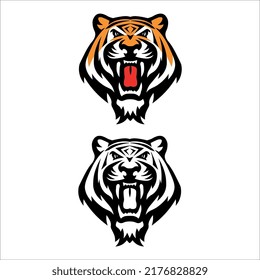 tiger angry face Vector illustration . 